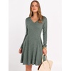 image:imageANRABESS Womens Long Sleeve Fall Ribbed Knit Short Sweater DressGreen