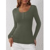 image:imageANRABESS Womens Long Sleeve Shirts Fall Henley TopArmy Green