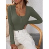 image:imageANRABESS Womens Long Sleeve Shirts Fall Henley TopArmy Green