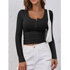 image:imageANRABESS Womens Long Sleeve Shirts Fall Henley TopBlack