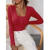 image:imageANRABESS Womens Long Sleeve Shirts Fall Henley TopBright Red
