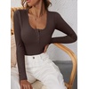 image:imageANRABESS Womens Long Sleeve Shirts Fall Henley TopDeep Brown