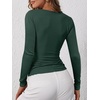 image:imageANRABESS Womens Long Sleeve Shirts Fall Henley TopForest Green