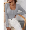 image:imageANRABESS Womens Long Sleeve Shirts Fall Henley TopGrey