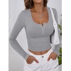 image:imageANRABESS Womens Long Sleeve Shirts Fall Henley TopGrey