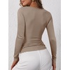 image:imageANRABESS Womens Long Sleeve Shirts Fall Henley TopLight Khaki