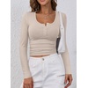 image:imageANRABESS Womens Long Sleeve Shirts Fall Henley TopNature