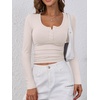 image:imageANRABESS Womens Long Sleeve Shirts Fall Henley TopParchment