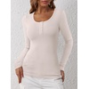 image:imageANRABESS Womens Long Sleeve Shirts Fall Henley TopParchment
