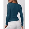 image:imageANRABESS Womens Long Sleeve Shirts Fall Henley TopTeal Blue