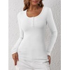image:imageANRABESS Womens Long Sleeve Shirts Fall Henley TopWhite