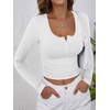 image:imageANRABESS Womens Long Sleeve Shirts Fall Henley TopWhite