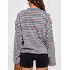 image:imageANRABESS Womens Long Sleeve Shirts Oversized Striped TopsBlue Pink Stripe