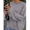 image:imageANRABESS Womens Long Sleeve Shirts Oversized Striped TopsBlue Pink Stripe