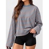 image:imageANRABESS Womens Long Sleeve Shirts Oversized Striped TopsBlue Pink Stripe