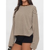 image:imageANRABESS Womens Long Sleeve Shirts Oversized Striped TopsBrown White Stripe