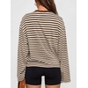 image:imageANRABESS Womens Long Sleeve Shirts Oversized Striped TopsBrown White Stripe