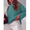 image:imageANRABESS Womens Long Sleeve Shirts Oversized Striped TopsGreen Stripes