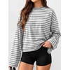 image:imageANRABESS Womens Long Sleeve Shirts Oversized Striped TopsGrey White Stripe