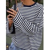 image:imageANRABESS Womens Long Sleeve Shirts Oversized Striped TopsNavy Blue White Stripe
