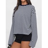 image:imageANRABESS Womens Long Sleeve Shirts Oversized Striped TopsNavy Blue White Stripe