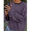 image:imageANRABESS Womens Long Sleeve Shirts Oversized Striped TopsPurple Navy Blue Stripe