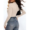 image:imageANRABESS Womens Long Sleeve Shirts V Neck Ribbed Knit Fitted Fall TopsBeige