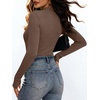 image:imageANRABESS Womens Long Sleeve Shirts V Neck Ribbed Knit Fitted Fall TopsBrown