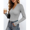image:imageANRABESS Womens Long Sleeve Shirts V Neck Ribbed Knit Fitted Fall TopsGrey