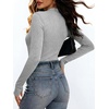image:imageANRABESS Womens Long Sleeve Shirts V Neck Ribbed Knit Fitted Fall TopsGrey