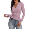 image:imageANRABESS Womens Long Sleeve Shirts V Neck Ribbed Knit Fitted Fall TopsLight Purple