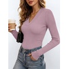 image:imageANRABESS Womens Long Sleeve Shirts V Neck Ribbed Knit Fitted Fall TopsLight Purple