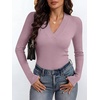 image:imageANRABESS Womens Long Sleeve Shirts V Neck Ribbed Knit Fitted Fall TopsLight Purple
