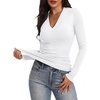 image:imageANRABESS Womens Long Sleeve Shirts V Neck Ribbed Knit Fitted Fall TopsWhite
