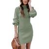 image:imageANRABESS Womens Long Sleeve Turtle Neck Fall Bodycon Mini Sweater DressesGreen Gray