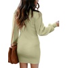 image:imageANRABESS Womens Long Sleeve Turtle Neck Fall Bodycon Mini Sweater DressesLight Green