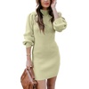 image:imageANRABESS Womens Long Sleeve Turtle Neck Fall Bodycon Mini Sweater DressesLight Green