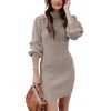 image:imageANRABESS Womens Long Sleeve Turtle Neck Fall Bodycon Mini Sweater DressesRed Apricot
