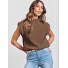 image:imageANRABESS Womens Mock Neck Sweater Vest Work Fall Sleeveless SweatersDeep Brown