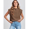image:imageANRABESS Womens Mock Neck Sweater Vest Work Fall Sleeveless SweatersDeep Brown