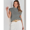 image:imageANRABESS Womens Mock Neck Sweater Vest Work Fall Sleeveless SweatersGray Green