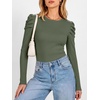 image:imageANRABESS Womens Puff Long Sleeve Shirts Fall Trendy TopsArmy Green