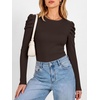 image:imageANRABESS Womens Puff Long Sleeve Shirts Fall Trendy TopsCoffee