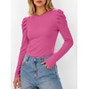 image:imageANRABESS Womens Puff Long Sleeve Shirts Fall Trendy TopsHot Pink