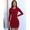 image:imageANRABESS Womens Ribbed Knit Long Sleeve Mini DressesBurgundy