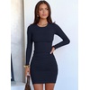 image:imageANRABESS Womens Ribbed Knit Long Sleeve Mini DressesNavy Blue