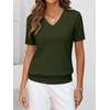 image:imageANRABESS Womens Short Sleeve Sweater Top Wool Blend Business Casual OutfitsArmy Green