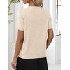 image:imageANRABESS Womens Short Sleeve Sweater Top Wool Blend Business Casual OutfitsLight Khaki