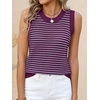 image:imageANRABESS Womens Sleeveless Sweater Vest Striped Tank TopsDark Magnta Blue