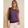 image:imageANRABESS Womens Sleeveless Sweater Vest Striped Tank TopsDark Magnta Blue
